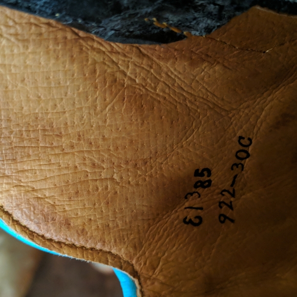 JOHNNY RINGO E1385 charcoal gray & turquoise wing tip boots square toe sz 6.5B - Picture 16 of 16